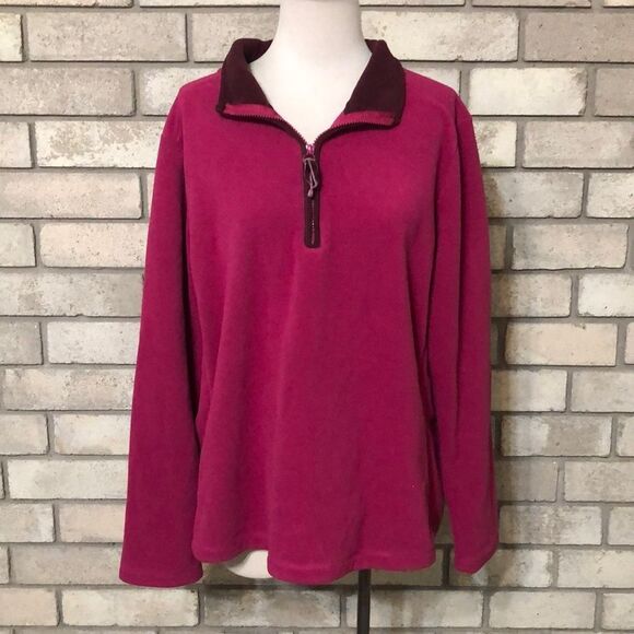 Fleece Pullover 1/4 zip GUC Burgundy size XL - Picture 1 of 4